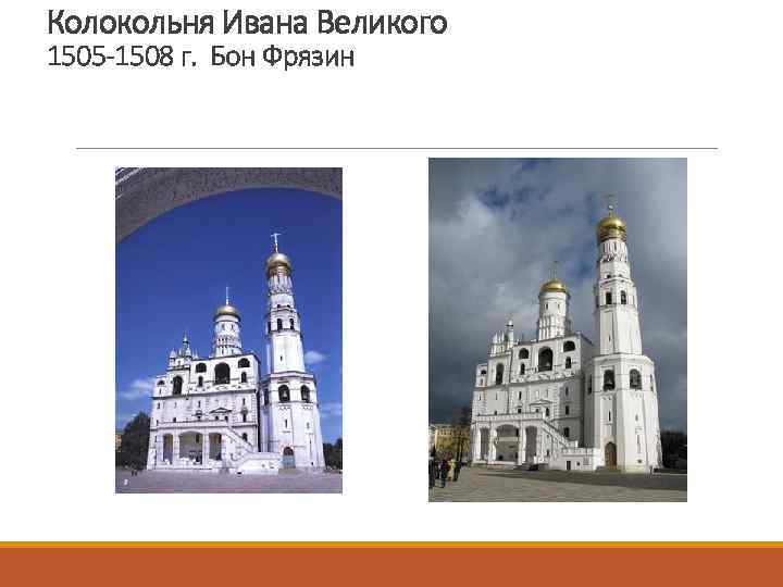 Колокольня Ивана Великого 1505 -1508 г. Бон Фрязин 