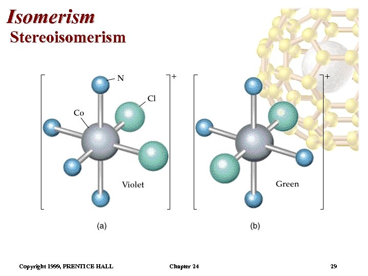 Isomerism Stereoisomerism Copyright 1999, PRENTICE HALL Chapter 24 29 