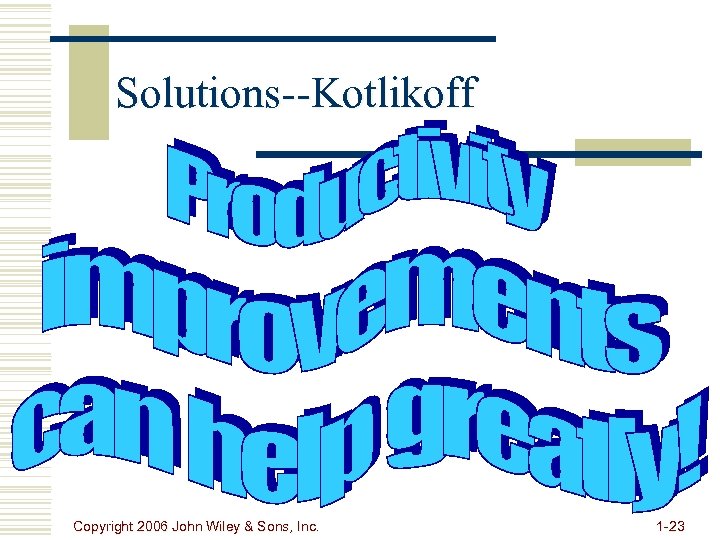 Solutions--Kotlikoff Copyright 2006 John Wiley & Sons, Inc. 1 -23 