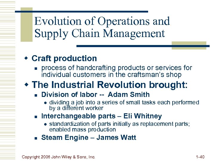 Evolution of Operations and Supply Chain Management w Craft production n process of handcrafting
