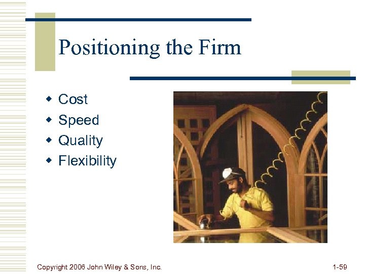 Positioning the Firm w w Cost Speed Quality Flexibility Copyright 2006 John Wiley &