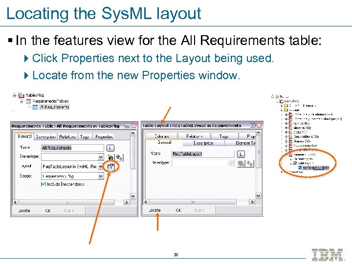 Locating the Sys. ML layout § In the features view for the All Requirements