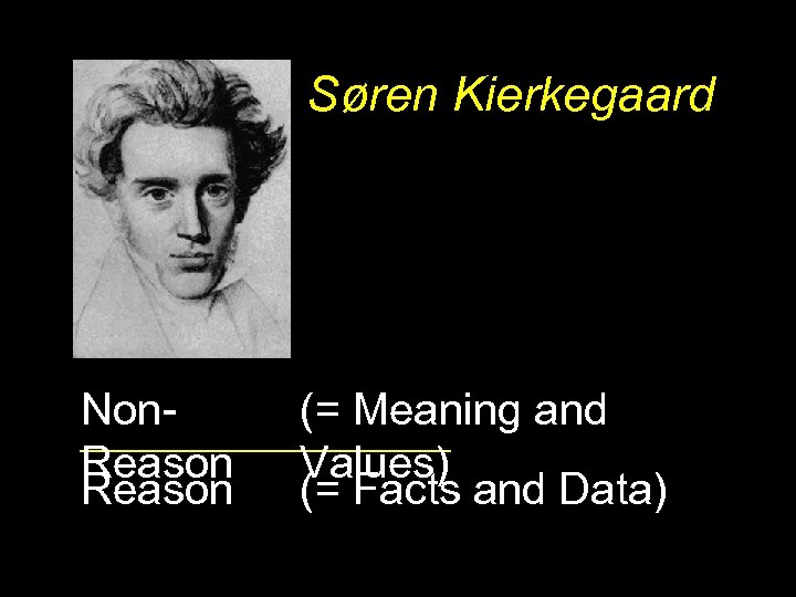 Søren Kierkegaard Non. Reason (= Meaning and Values) (= Facts and Data) 