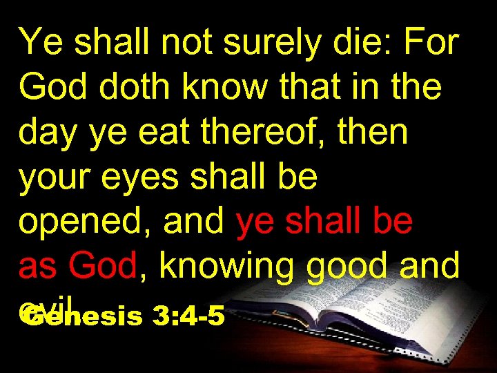 Ye shall not surely die: For God doth know that in the day ye