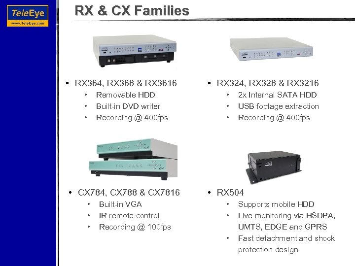 RX & CX Families • RX 364, RX 368 & RX 3616 • •