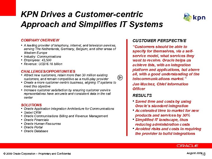 KPN Drives a Customer-centric Approach and Simplifies IT Systems COMPANY OVERVIEW • A leading