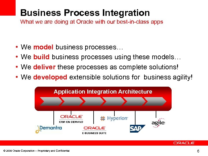 Business Process Integration What we are doing at Oracle with our best-in-class apps •