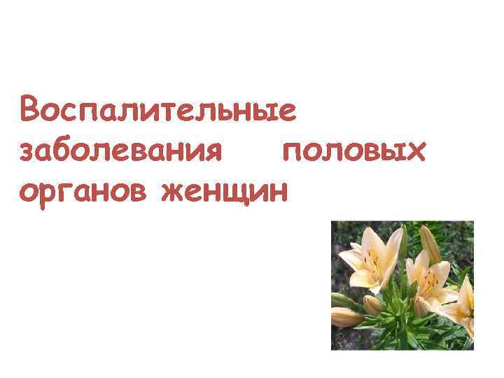 Воспалительные заболевания половых органов женщин 