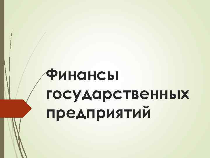 Финансы государственных предприятий 