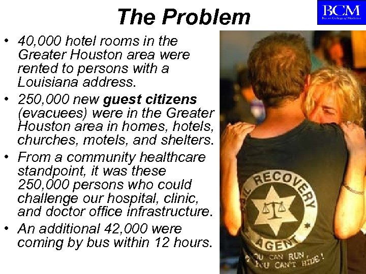 The Problem • 40, 000 hotel rooms in the Greater Houston area were rented
