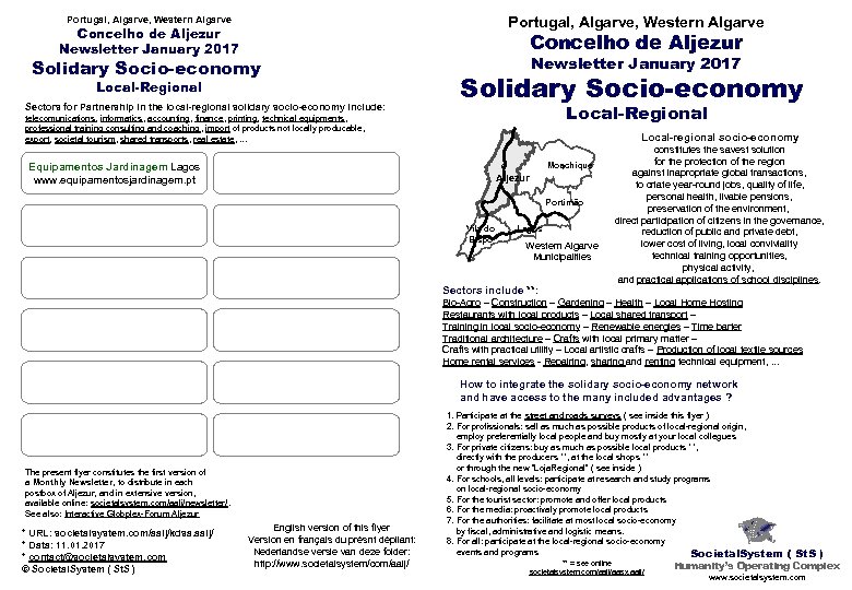 Portugal, Algarve, Western Algarve Concelho de Aljezur Newsletter January 2017 Solidary Socio-economy Local-Regional Sectors