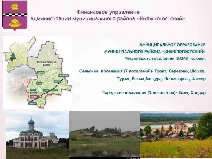 Финансовое управление администрации муниципального района «Княжпогостский» МУНИЦИПАЛЬНОЕ ОБРАЗОВАНИЕ МУНИЦИПАЛЬНОГО РАЙОНА «КНЯЖПОГОСТСКИЙ» Численность населения- 20248
