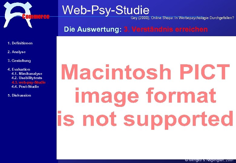 Commerce Web-Psy-Studie Gey (2000), Online Shops: In Werbepsychologie Durchgefallen? Die Auswertung: 3. Verständnis erreichen