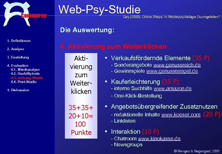 Commerce Web-Psy-Studie Gey (2000), Online Shops: In Werbepsychologie Durchgefallen? Die Auswertung: 1. Definitionen 2.