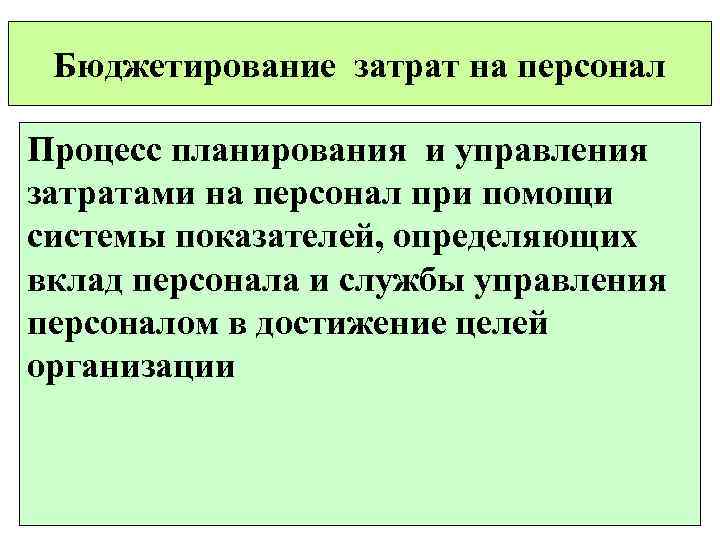 Бюджетирование затрат на персонал Процесс планирования и управления затратами на персонал при помощи системы