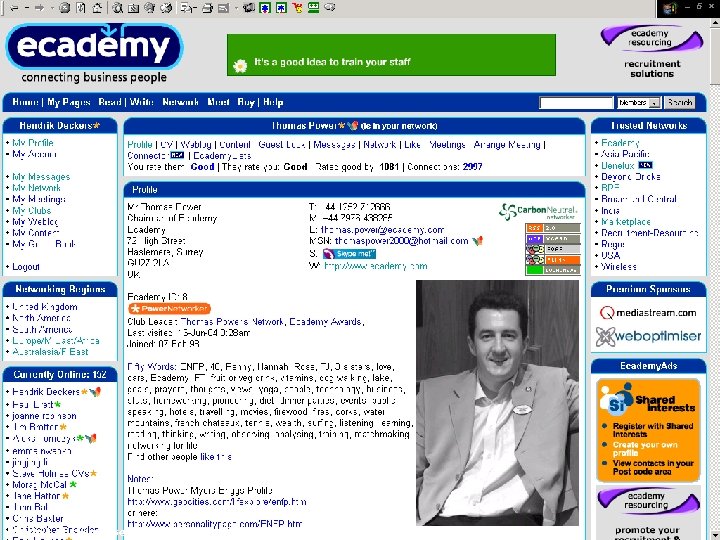 >european business development solutions< Ecademy: Thomas Power Hendrik Deckers - September 2004 