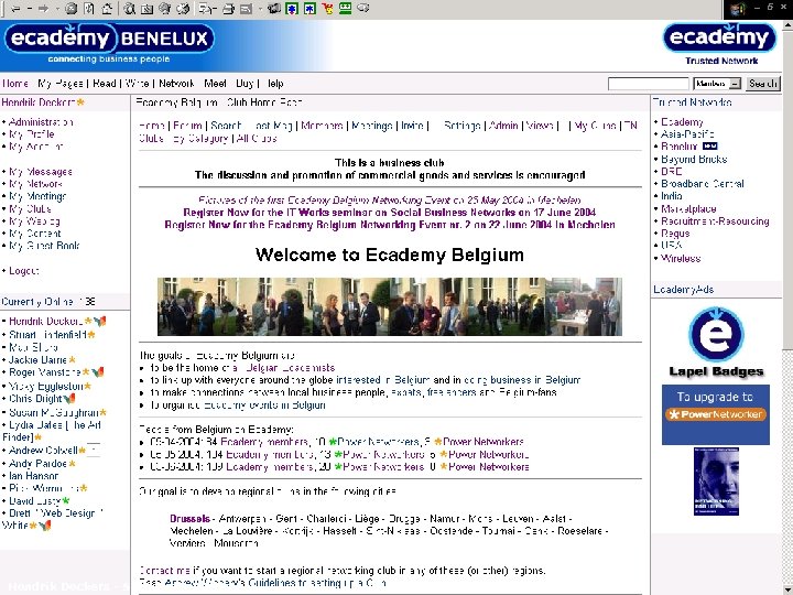 >european business development solutions< Ecademy Belgium Hendrik Deckers - September 2004 