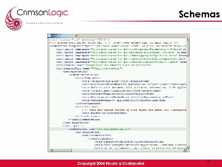 Schemas Copyright 2004 Private & Confidential 19 