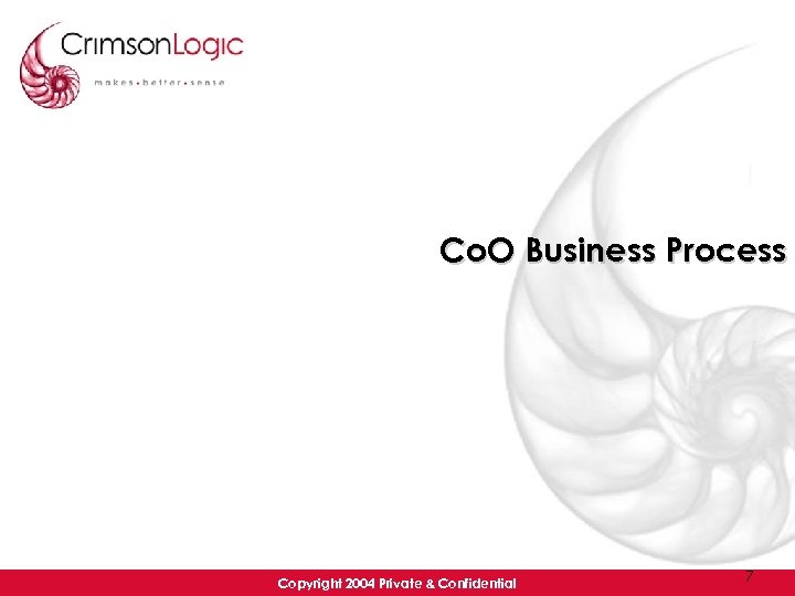 Co. O Business Process Copyright 2004 Private & Confidential 7 