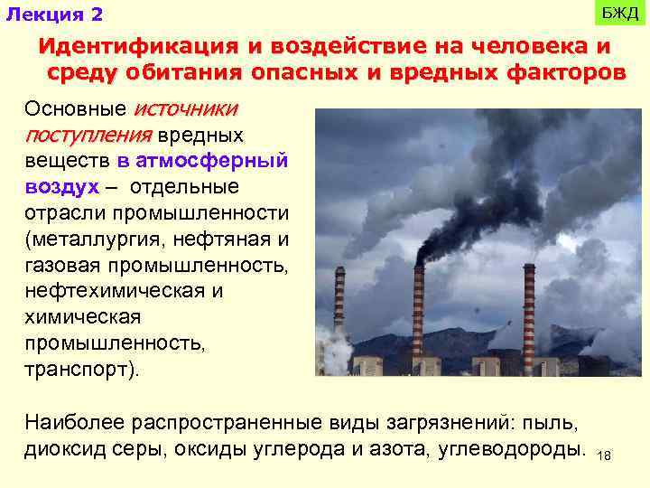 Лекция 2 БЖД Идентификация и воздействие на человека и среду обитания опасных и вредных