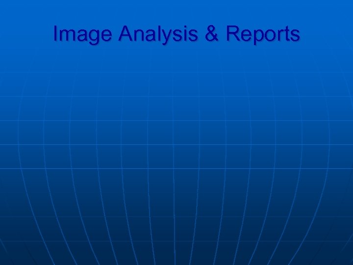 Image Analysis & Reports 