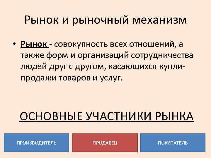 Тему рыночный механизм. Рынок и рыночный механизм. Понятие рыночного механизма.