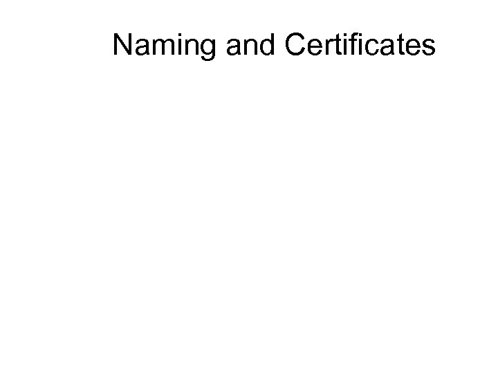 Naming and Certificates 