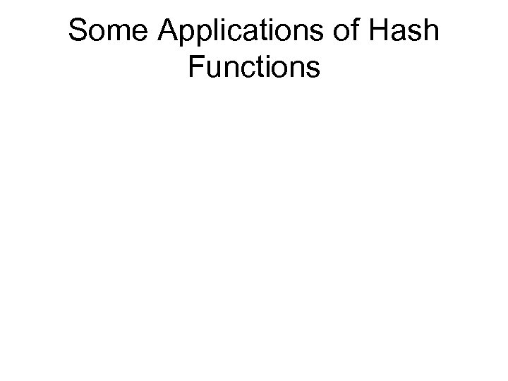 Some Applications of Hash Functions 