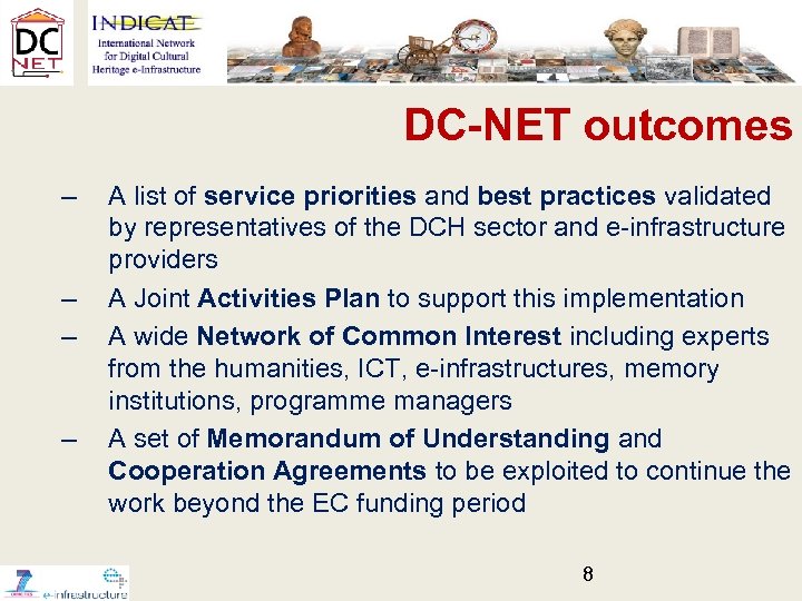 DC-NET outcomes – – A list of service priorities and best practices validated by