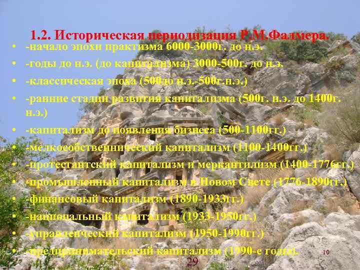  • • • 1. 2. Историческая периодизация Р. М. Фалмера. -начало эпохи практизма