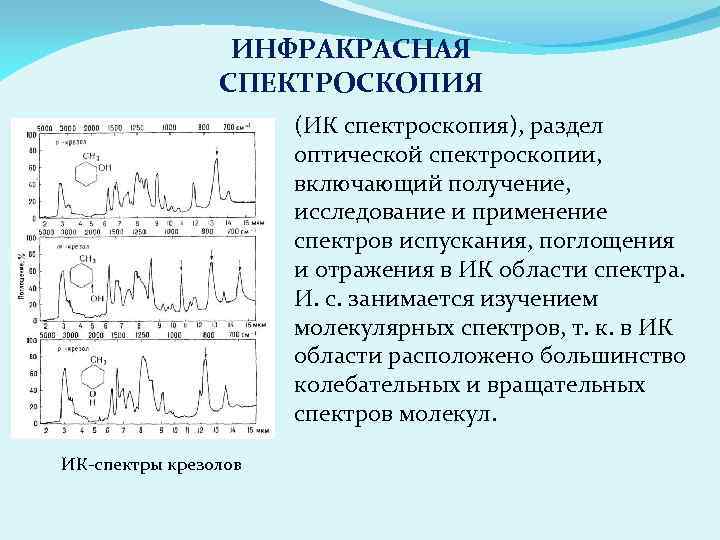 ИНФРАКРАСНАЯ СПЕКТРОСКОПИЯ (ИК спектроскопия), раздел оптической спектроскопии, включающий получение, исследование и применение спектров испускания,