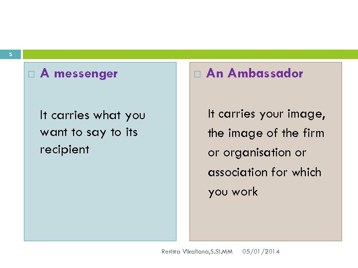 5 A messenger It carries what you want to say to its recipient An