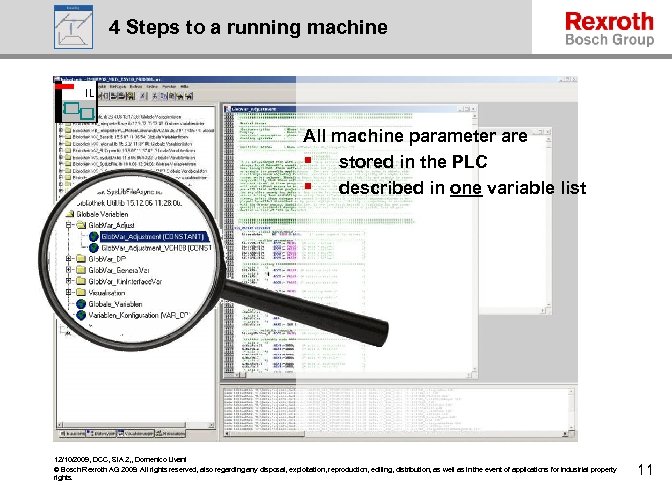 4 Steps to a running machine All machine parameter are § stored in the