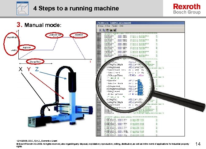 4 Steps to a running machine 3. Manual mode: X Y Z 12/10/2009, DCC,