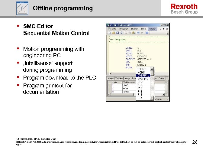 Offline programming § SMC-Editor Sequential Motion Control § Motion programming with § § §