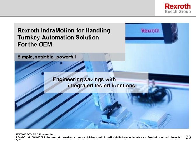 Rexroth Indra. Motion for Handling Turnkey Automation Solution For the OEM Simple, scalable, powerful