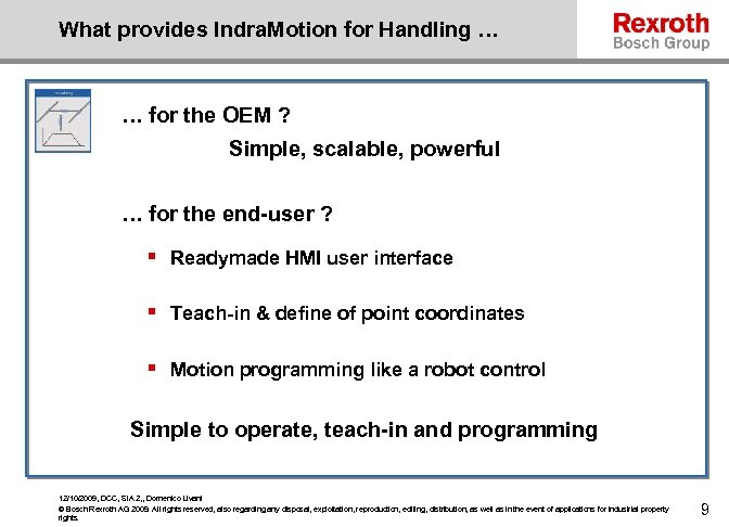 What provides Indra. Motion for Handling … … for the OEM ? Simple, scalable,