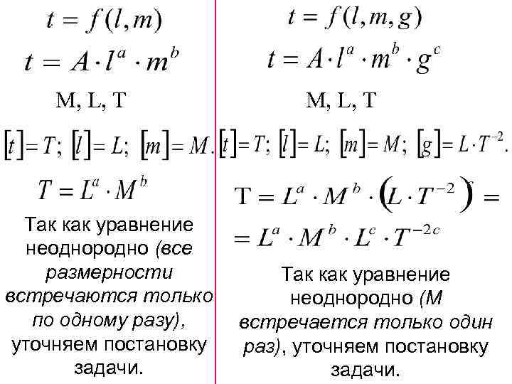 Уравнение размерности. Теория размерностей. Общей теории размерности. Основные правила теории размерностей. Задачи на теорию размерностей.