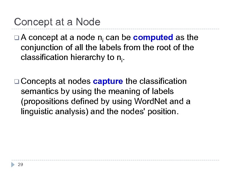 Concept at a Node q. A concept at a node ni can be computed
