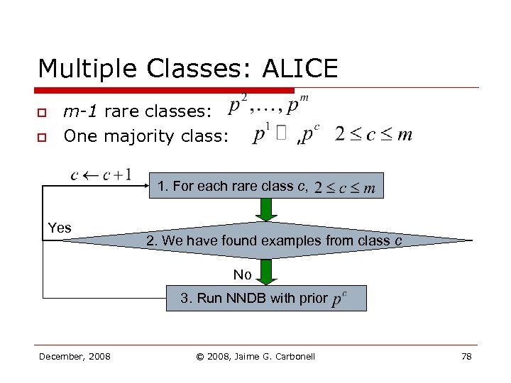 Multiple Classes: ALICE o o m-1 rare classes: One majority class: , 1. For