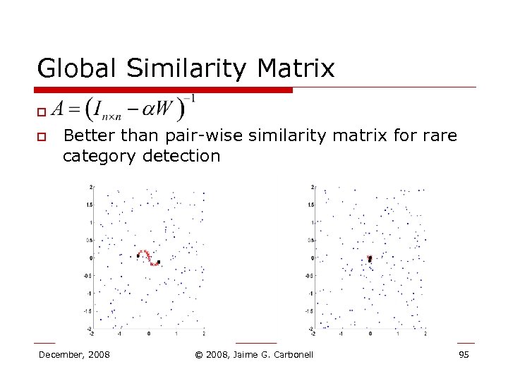 Global Similarity Matrix o o Better than pair-wise similarity matrix for rare category detection