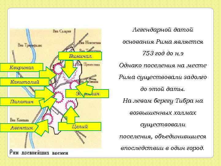Легендарной датой основания Рима является Виминал 753 год до н. э Однако поселения на