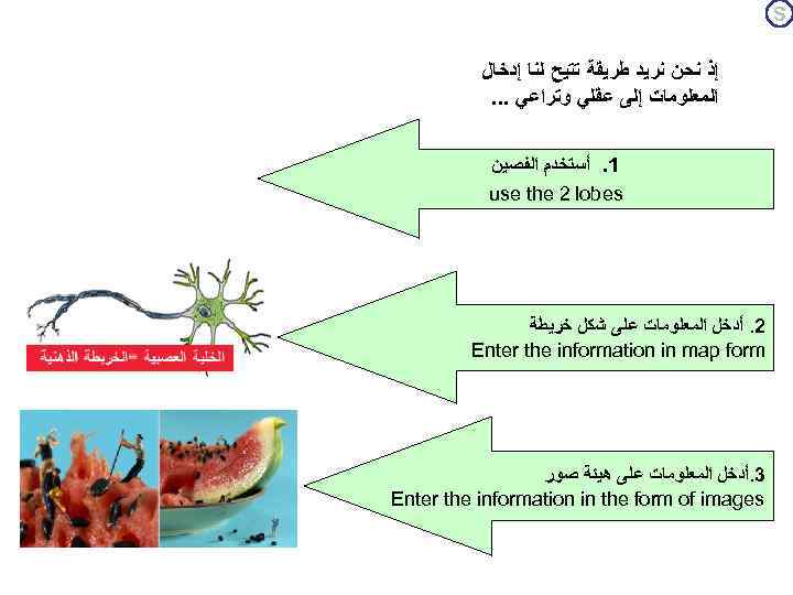  S ﺇﺫ ﻧﺤﻦ ﻧﺮﻳﺪ ﻃﺮﻳﻘﺔ ﺗﺘﻴﺢ ﻟﻨﺎ ﺇﺩﺧﺎﻝ ﺍﻟﻤﻌﻠﻮﻣﺎﺕ ﺇﻟﻰ ﻋﻘﻠﻲ ﻭﺗﺮﺍﻋﻲ. .