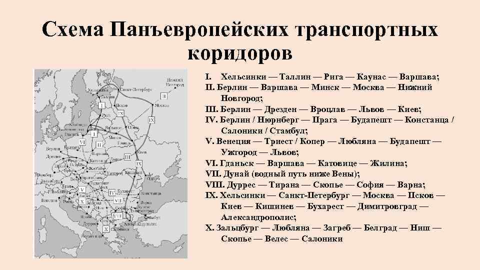 Транспортное положение москвы и санкт петербурга таблица. Панъевропейский транспортный коридор № 1. Панъевропейский транспортный коридор № 9. Панъевропейские МТК. Схема панъевропейских транспортных коридоров.