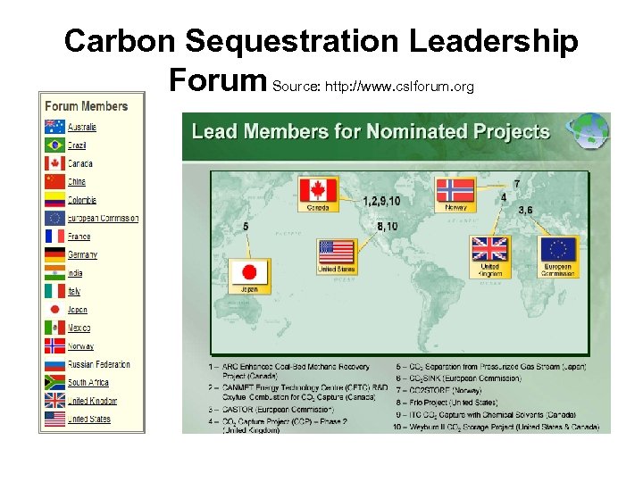 Carbon Sequestration Leadership Forum Source: http: //www. cslforum. org 