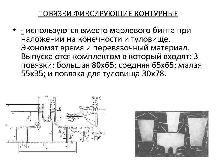 ПОВЯЗКИ ФИКСИРУЮЩИЕ КОНТУРНЫЕ • - используются вместо марлевого бинта при наложении на конечности и