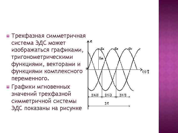 Построить график эдс. Системы фазных.напряжений симметрична. 3х фазная симметричная система ЭДС. Симметричная 3-х фазная система. Какая трехфазная система называется симметричной.