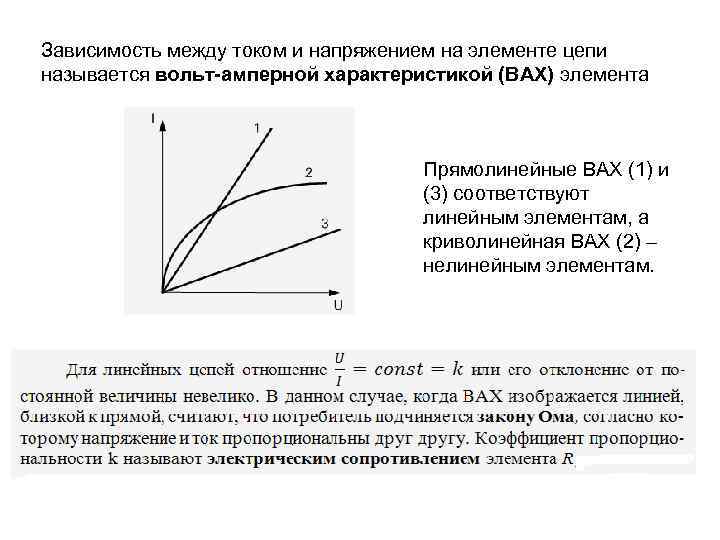 Вольт амперная характеристика активных элементов 1 и 2 представлена на рисунке