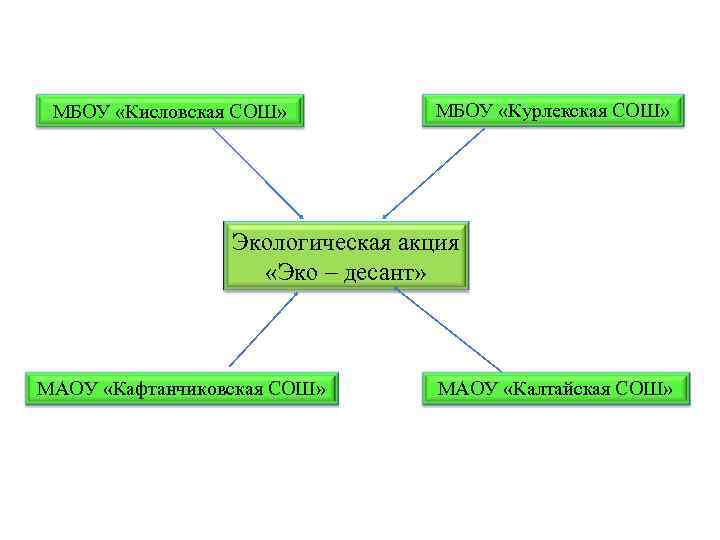 МБОУ «Кисловская СОШ» МБОУ «Курлекская СОШ» Экологическая акция «Эко – десант» МАОУ «Кафтанчиковская СОШ»