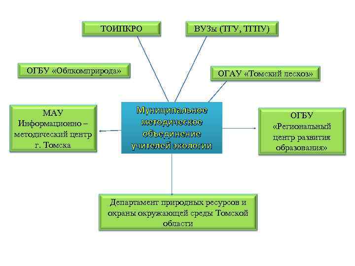 ТОИПКРО ВУЗы (ТГУ, ТГПУ) ОГБУ «Облкомприрода» МАУ Информационно – методический центр г. Томска ОГАУ